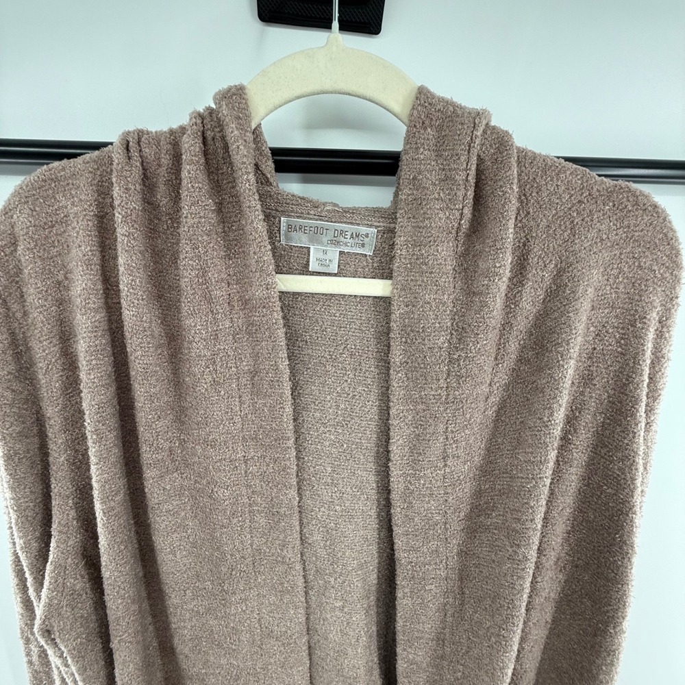 Barefoot Dreams‎ CozyChic Lite Open Front Cardigan Taupe 1X Style 905 - Picture 2 of 5